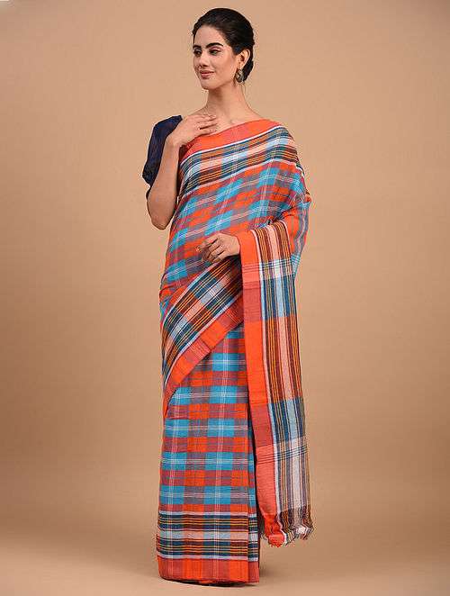Gadwal Pure Silk Handloom Saree in Orange : STGA479